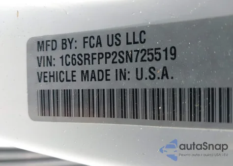 2025 Ram 1500 Limited 4X4 6'4 Box z USA, uszkodzony, nr VIN 1C6SRFPP2SN725519